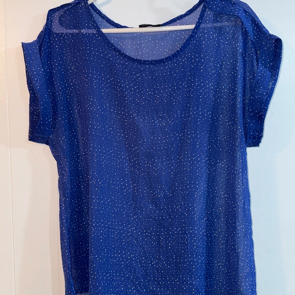 Papermoon Blue Boxy Cuffed Sleeve Blouse